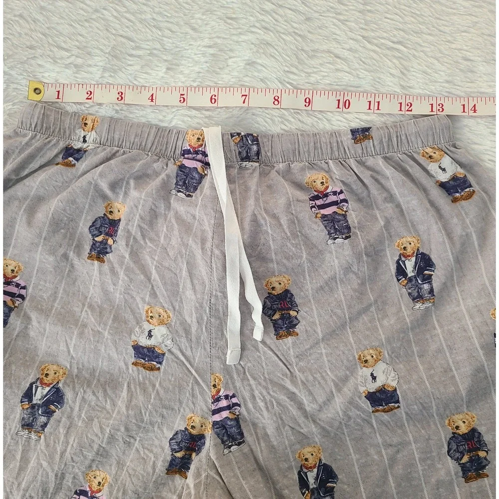 Polo Ralph Lauren Mens Polo Bear Pinstripe Pajama Pants Grey XS PL80025